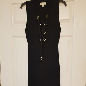 Michael Kors black ribbed knit sleeveless dress